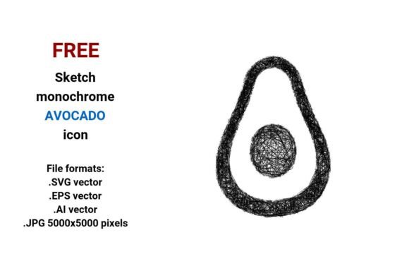 FREE Sketch Avocado Icon for Graphics and Freebies Projects