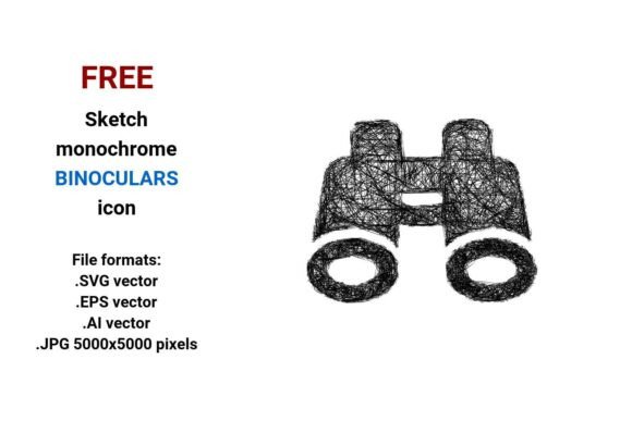 FREE Sketch Binoculars Icon for Local Business Branding & Graphics