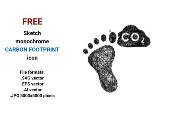 FREE Sketch Carbon Footprint Icon for Embroidery Projects