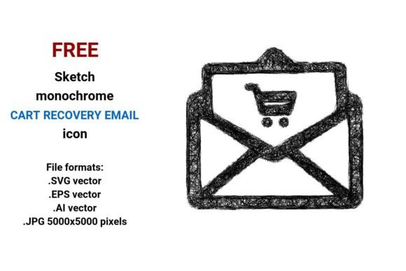 FREE Sketch Cart Recovery Email Icon for Modern Branding and Marketing