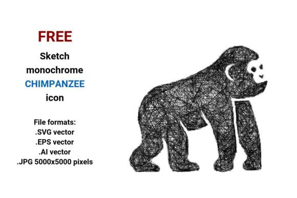 FREE Sketch Chimpanzee Icon: A Versatile Graphic Design Asset for Content Creators
