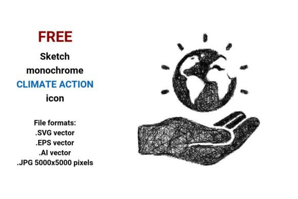 FREE Sketch Climate Action Icon for Graphics and Freebies