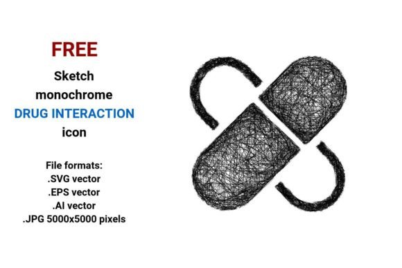 FREE Sketch Drug Interaction Icon – A Practical Design Freebie for Creative Projects