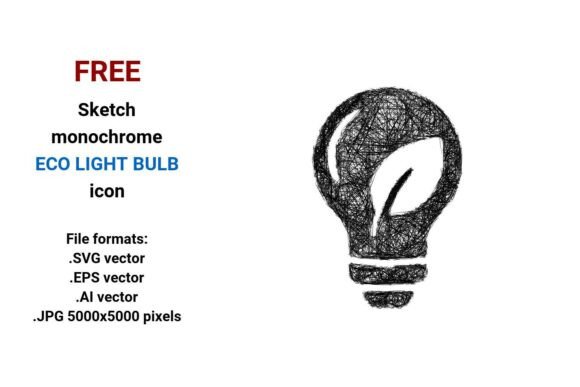 FREE Sketch Eco Light Bulb Icon – A Versatile Graphic Design Freebie