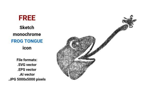 FREE Sketch Frog Tongue Icon for Brand Design and Packaging Graphics