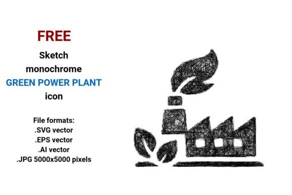 FREE Sketch Green Power Plant Icon for Handmade & Graphic Design Projects