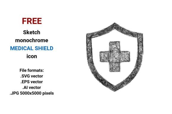 FREE Sketch Medical Shield Icon – A Practical Graphic Design Freebie for Digital Sellers