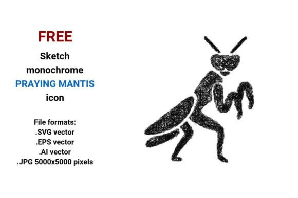 FREE Sketch Praying Mantis Icon: A Versatile Graphic for Handmade Projects