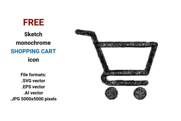 FREE Sketch Shopping Cart Icon – A Practical Graphic Design Freebie for Sellers