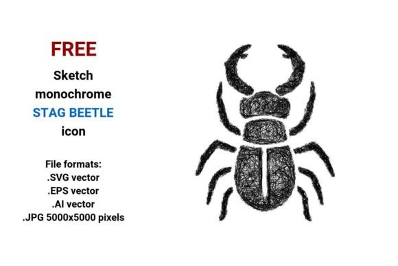 FREE Sketch Stag Beetle Icon for Branding and Marketing