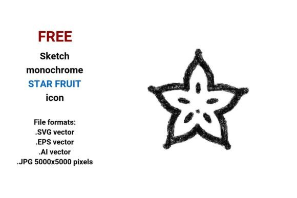 FREE Sketch Star Fruit Icon for Small Business Branding & Packaging