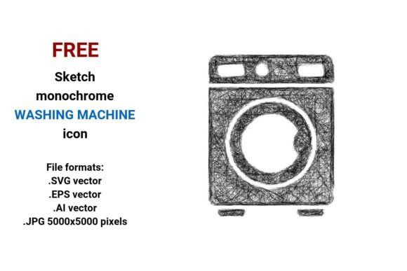 FREE Sketch Washing Machine Icon for Branding and Packaging