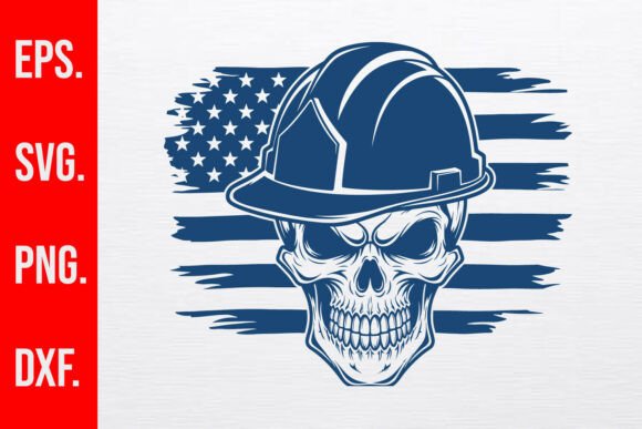 Labor Day Construction Skull Flag SVG for Crafts and Graphics