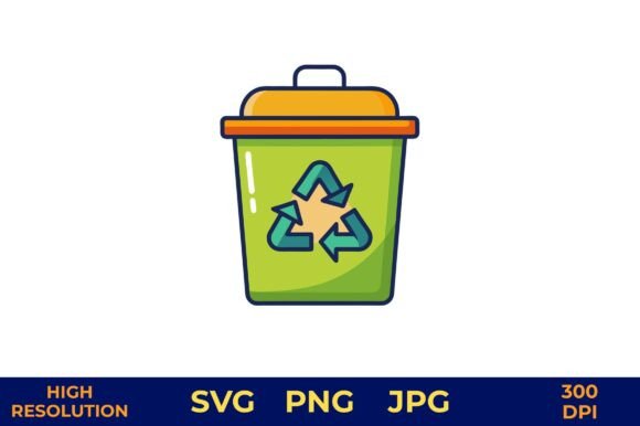Recycle Bin Icon with Arrows for Waste